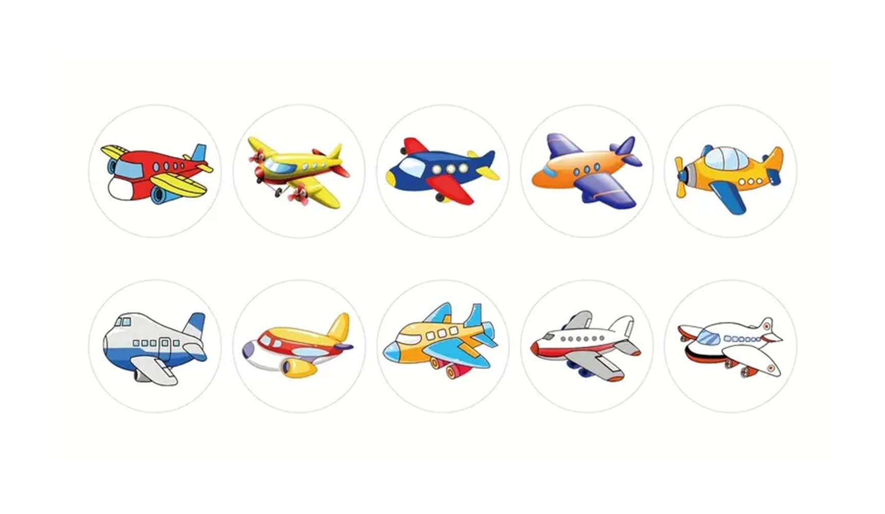 Caa Trading Multicolor Caa Trading™ 100 X Cartoon Planes Stickers 10 Designs Plane Airplane Aircraft Reward Teacher Scrapbook 2.5Cm (100 Stickers)