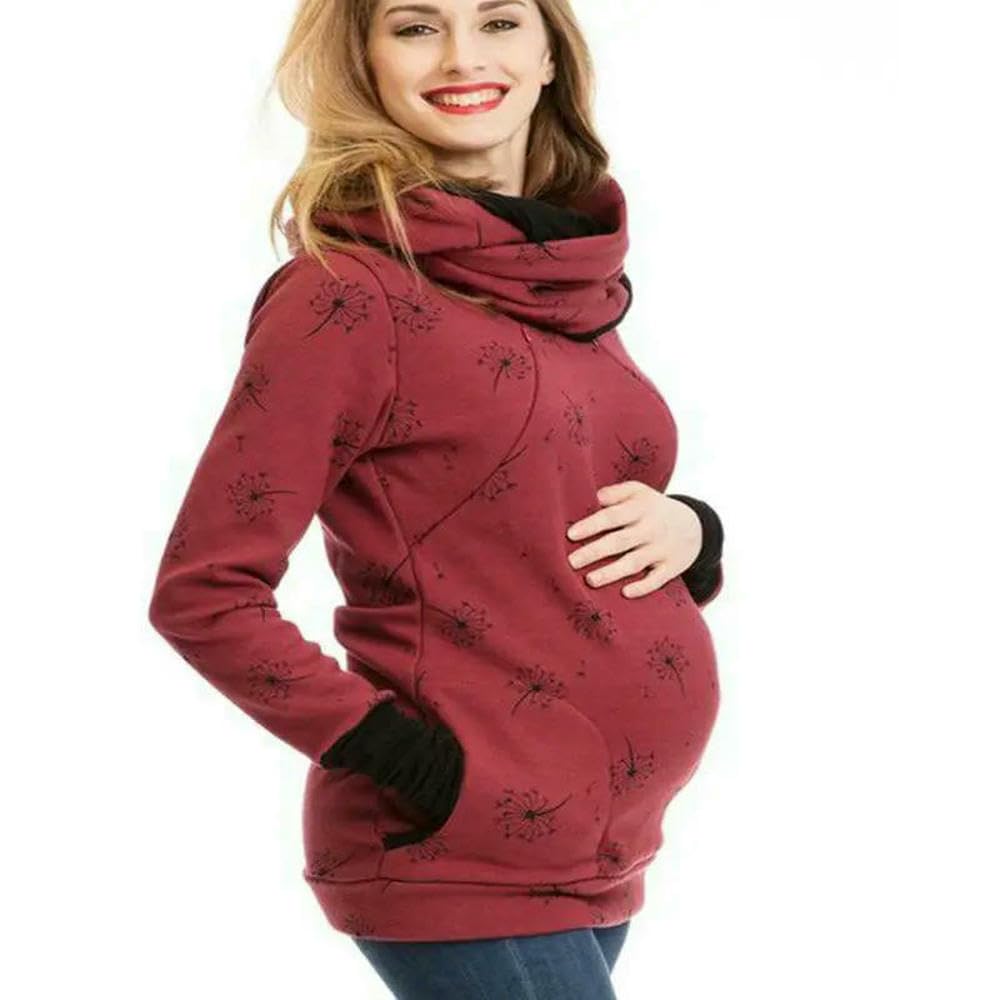 GLDFW Jesienna bluza ciążowa ubrania do karmienia piersią bluzy z kapturem kobiety top do karmienia bluza ciążowa