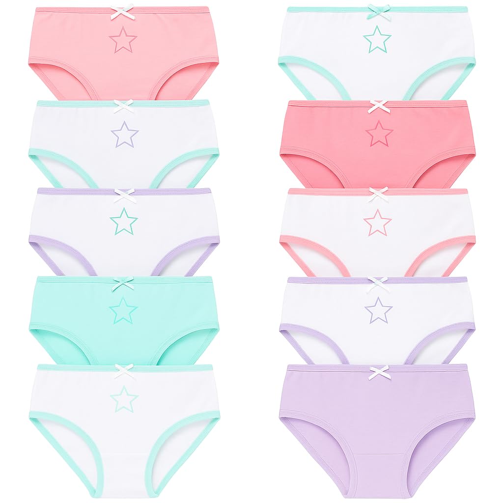 - Girl's 100% Cotton Briefs/Panty/Underwear/Panties, Multicolor(Pack of 10)