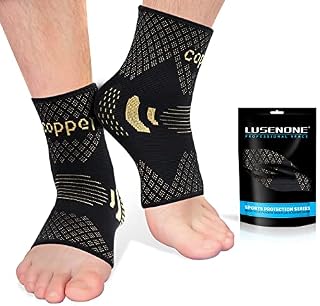 Copper Ankle Support Brace for Women & Men (Pair), Best Ankle Compression Support Socks for Plantar Fasciitis, Ligament Damage, Sprained Ankle, Achilles Tendon, Pain Relief, Recovery, Sports