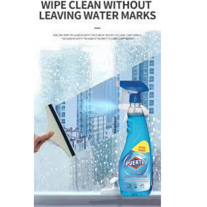 Image of Puerto 1 Ltr (Pack of 2) Glass and Surface Cleaner Liquid Spray Refill|Glass Cleaner for Car, Kitchen and Home Surfaces | Multi Surface Cleaner