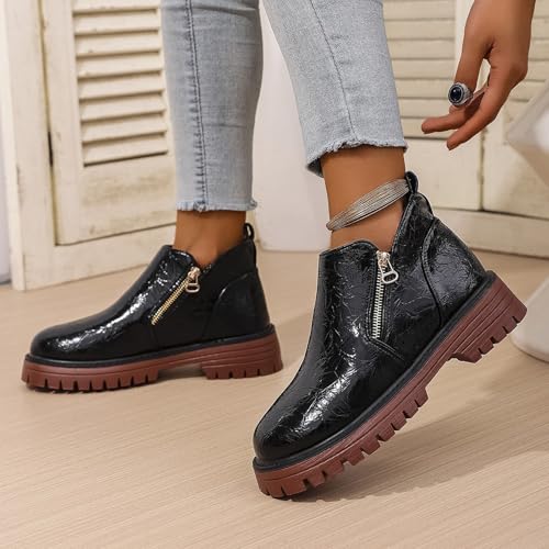 Bottines talon compensé antidérapantes bottes zip chaudes et légères