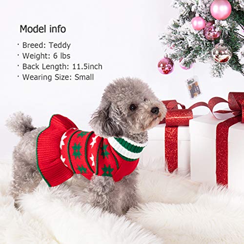 Kyeese Christmas Dog Sweater Dress For Small Dogs Turtleneck Dogs Pullover Knit With Leash Hole Fall Winter Warm For Fall Winter #TOP4