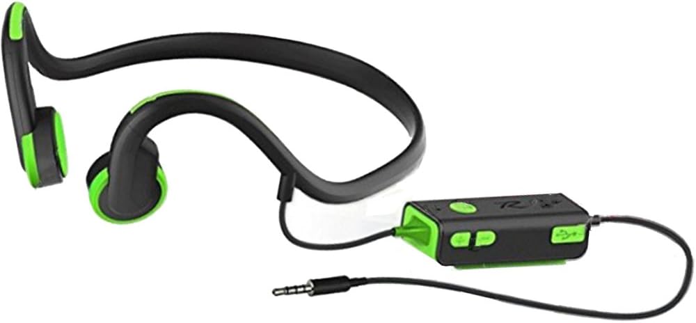 Bone Conduction Headphone, Wired Open Ear Headset Waterproof Sweatproof Earphone with Noise Reduction Microphone for iPhone/Android/MP3/MP4, HD Stereo Sport Earpieces for Running Driving Cycling,Green