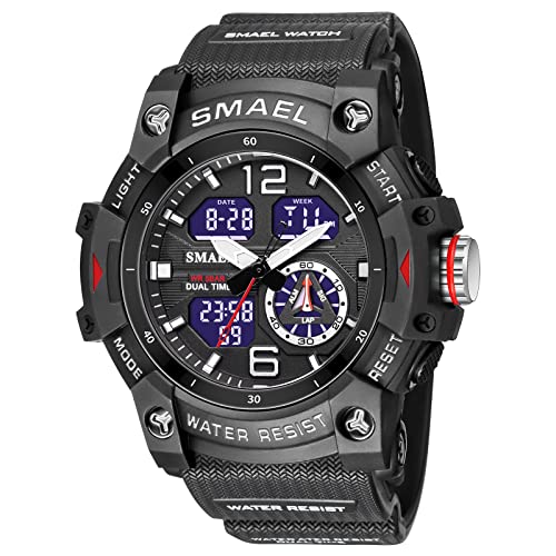 Smael 8007 Men's Sport Watch Digital Watch For Men Outdoor Wrist Watch With Quartz Dual Movement (Black) #TOP3
