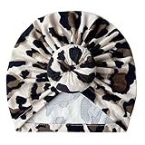 Leopard Print Baby Elastische Knoten Turban Mütze für Kleinkinder Jungen Mädchen Weicher Strick Kopfschutz