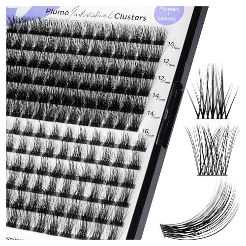 Image of Cluster Lashes Wispy Lash Clusters Soft D+ Curl Eyelash Clusters Russian Lashes Clusters DIY Eyelash Extensions at Home,Thin Bank MIX (703+705)