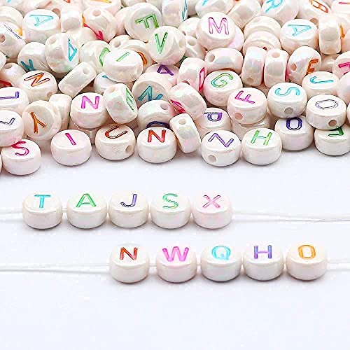 ToBeIT 1000pcs Letter Beads Color Alphabet Beads Round Beads for DIY Bracelet Necklace Jewelry Making Supplies(abs 4x7mm)