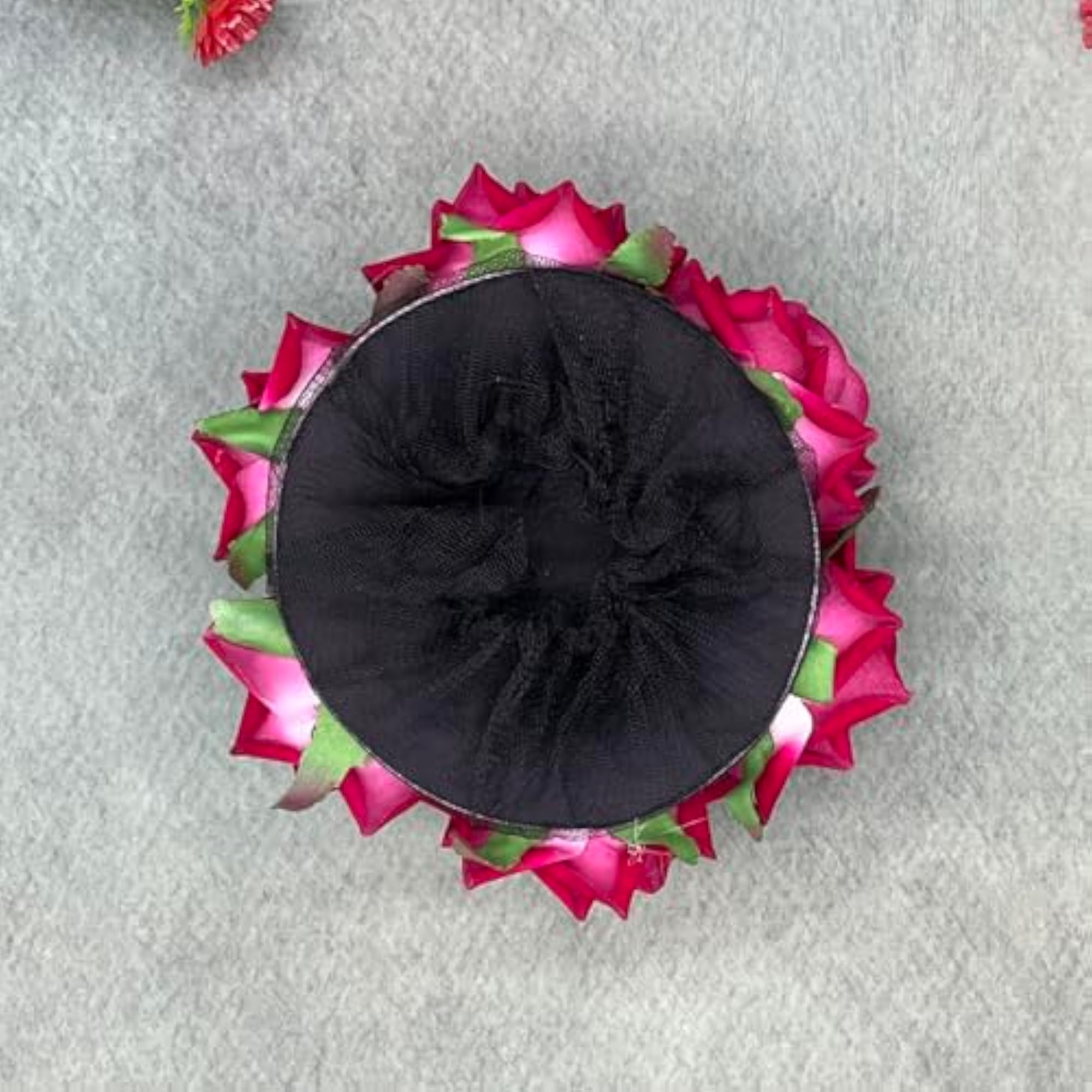 Artificial Rose Flower Juda Bun Handmade Floral Decoration