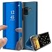 Produktbild HMTECH Galaxy A8 Plus 2018 Hülle Bling Spiegel Mirror Makeup magnetisch PU Leder Schutzhülle Handytasche Tasche mit Standfunktion Flip Hard Case Cover Hülle für Galaxy A8 Plus 2018,Blue PU Mirror