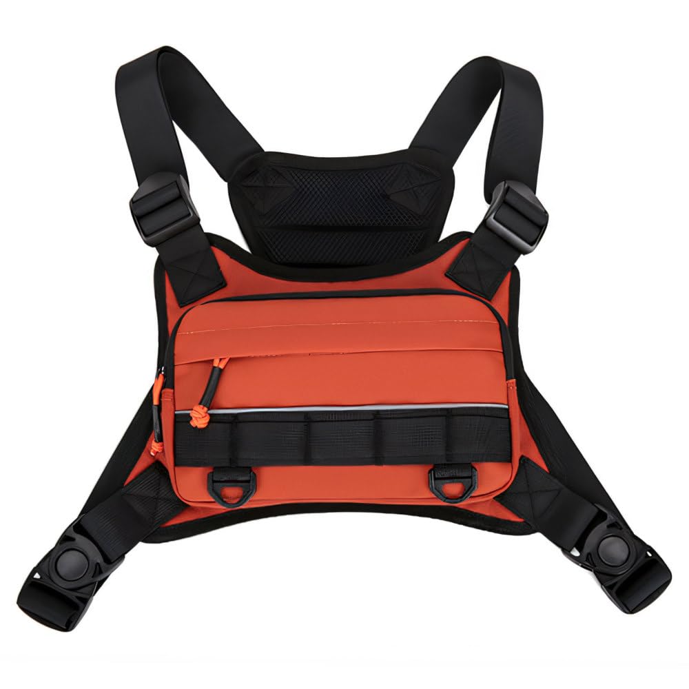 MiOYOOW Outdoor Chest Bag, Partitioned Multi-Purpose Daypack with Adjustable Strap, Lightwight Chest Rig Pack for Hiking, Workout