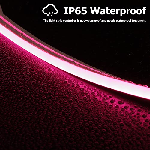 Image of Neon Rope Lights, 16.4ft Rope Lights with Dimmable Remote and Adapter, Waterproof Flexible Smart Led Strip Lights for Bedroom, Super Bright, DIY Neon Sign, Indoors Outdoors Wall Decor, Pink