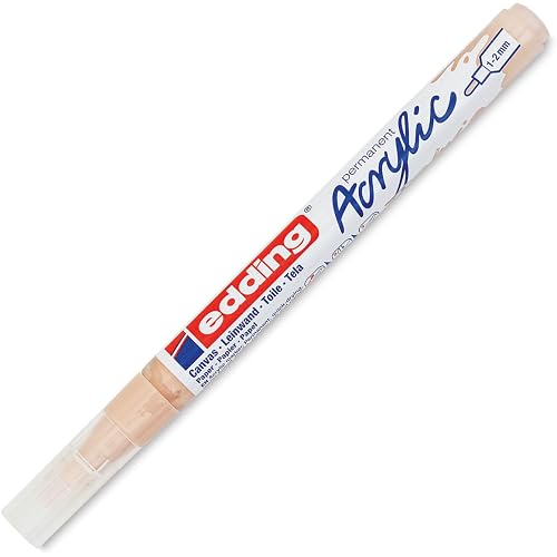 edding 5300 Acrylic Marker fine - Beige - 1 Waterproof Acrylic Paint Marker - fine Round tip 1-2mm - Acrylic Paint pens for Drawing on Canvas, Art Paper and Wood - Acrylic Markers for Pebbles