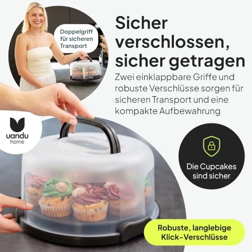 Foto von uandu Kuchen Transportbox Rund für Torten, Muffins & Cupcakes