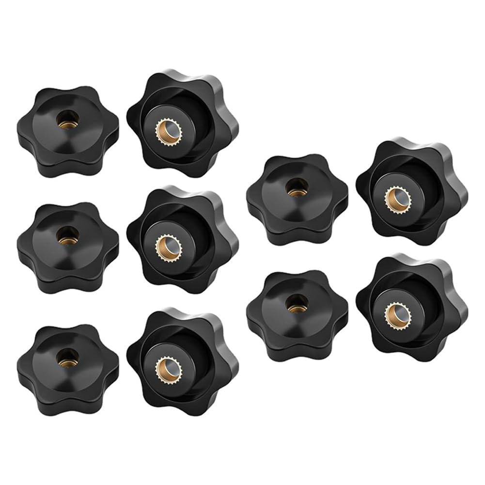 Nsssunnre Black 10Pack Plum-Blossom Hand Tightening Rubber- Nuts Thumb Nuts Star Mechanical Thumb Nuts M6