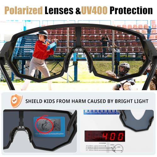Image of X-TIGER Polarized Youth Baseball Sunglasses UV400 Kids Sunglasses Boys Girls 8-12 Youth for Softball Cycling Sports Glasses
