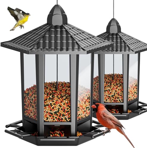 Birdream 2 Pack Bird Feeders for Outdoor Hanging, Retro Pagoda