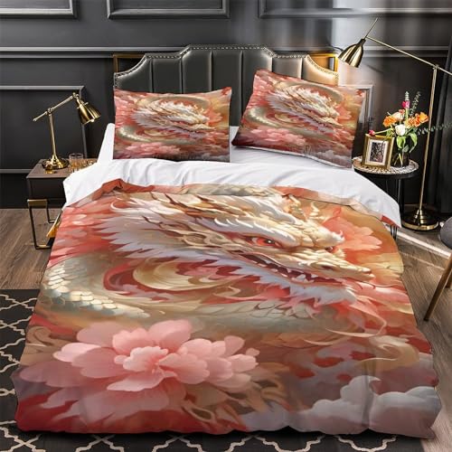 Linge de lit dragon 3D King size avec fermeture éclair cachée - 4