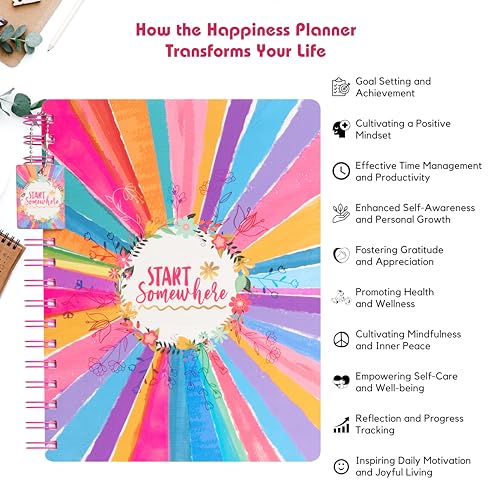 Image of Doodle I The Happiness 2026 Journal Kit I Undated B5 Planner + 250+ Stickers + Bookmarks + Pocket Planner with Premium Gift Box | Tear Away Note Cards & Quote Cards | Activity Pages | To do lists I 268 Pages I 80 GSM I Wiro Bound (Begin Bright)