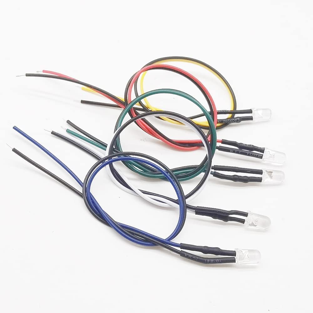 20 Stück 5mm LEDs mit 20cm Kabel DC 12V fertig verkabelt 5mm LED Mon