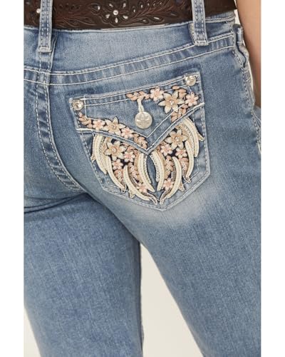 Miss Me Girls' Floral Embroidered Medium Wash Bootcut Stretch Denim Jeans - K5082B192 12 REG2