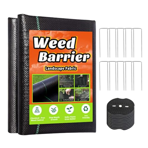 Gacqpli Malla Para Control De Malas Hierbas,0.9x9.8 Metros Malla Tejida,Tela Para Control De Hierbas De Jardín Con Piquetes De Sujeción En Forma De U - Jardinería Exterior Flor Jardín Paisaje Patio