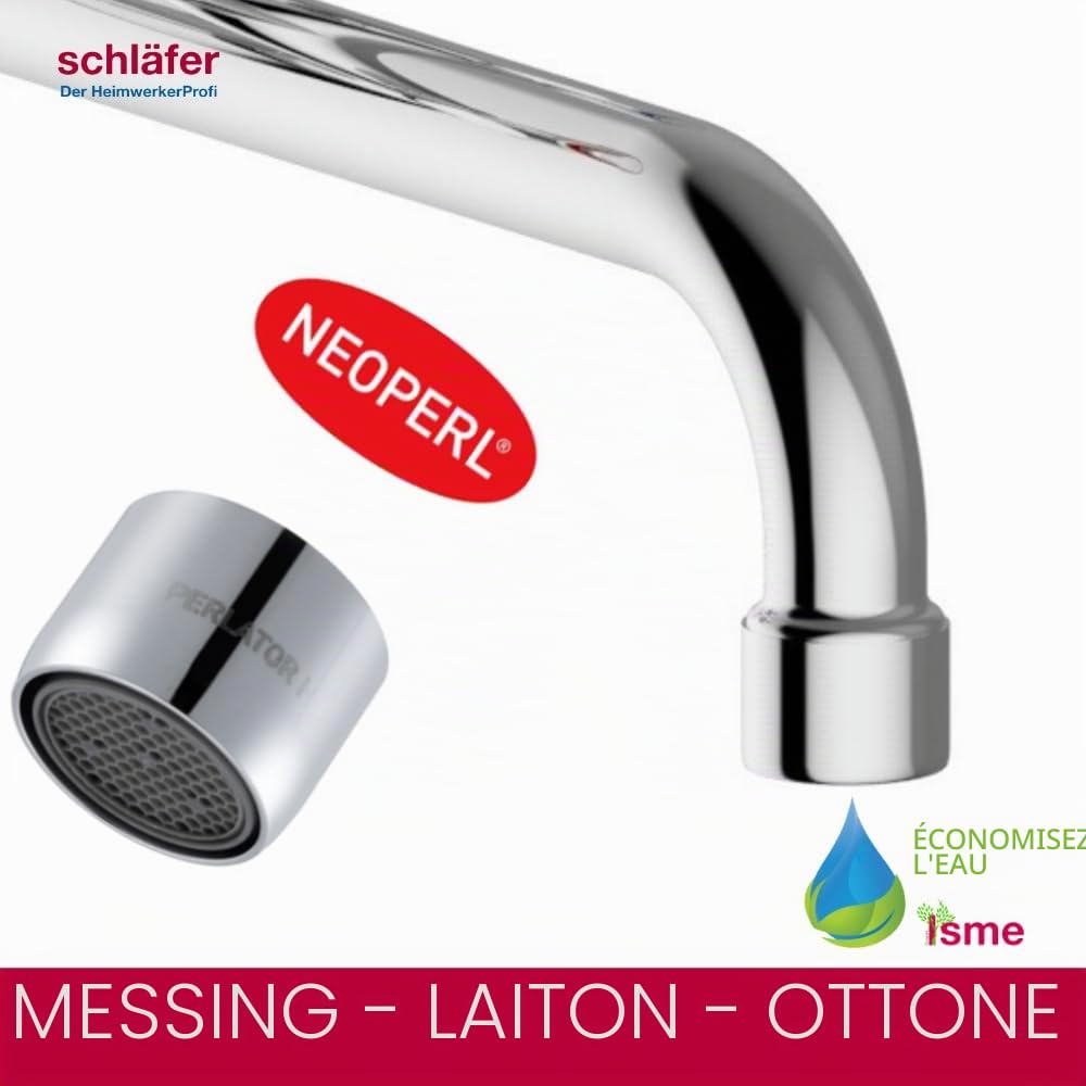 Schläfer 400113 - Bec de Robinet Mural Universel, Bec chromé en forme de U - Pour robinetterie murale - Longueur : 200 mm - Raccord d’étanchéité conique de 3/4 - Pour perçage de 18 mm de diamètre