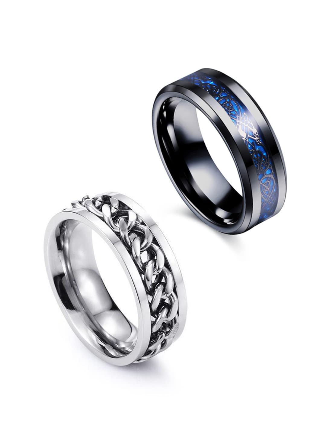 FOREVER BLINGS Rings for Men 2 Pcs Combo Ring Stainless Steel Rings Draogn Celtic Smooth Finish Rings For Men and Boys (B0B9S76323) Amazon Price History, Amazon Price Tracker
