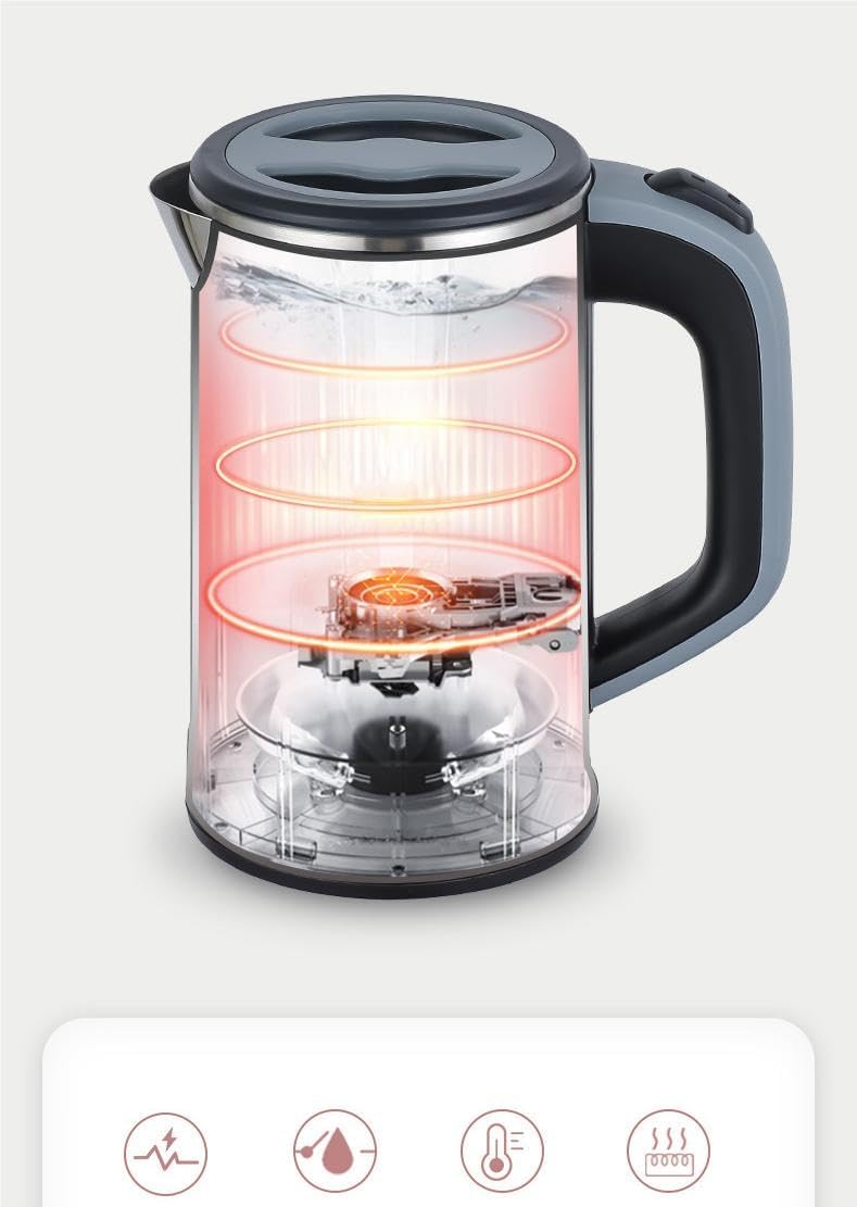 Generic 0.8L110V double-layer stainless steel electric kettle, Black, white, green