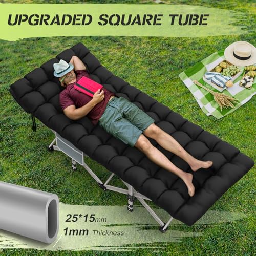 Suteck-Camping-Cot-Folding-Camping-Cot-Bed-for-Adults-Sleeping-1200D-Double-Layer-Oxford-Portable-Folding-Outdoor-Cots-for-Camping-WSoft-Pad-Carry-Bag-for-Home-Office-Nap-Beach-Travel