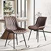 YOUNIKE Brown Dining Chairs Set of 2 with High Backs Mid Century Modern Kitchen Dining Room Chairs PU Faux Leather Upholstered Wide Accent Chair Comfortable Large Padded Living Waiting Guest Room
