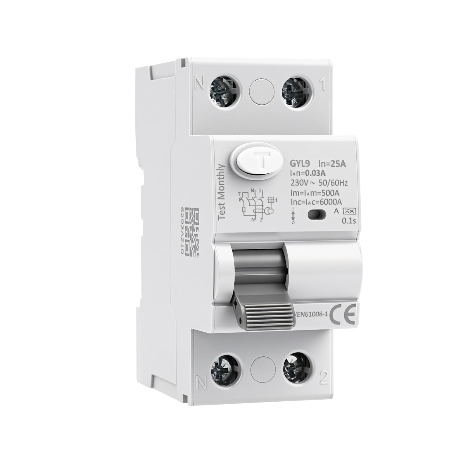Interruptor Diferencial SuperInmunizado AC230V 2P Diferencial 25A 30mA Disjoncteur Différentiel Magnetotermico para el arranque ocasional de circuitos y motores tipo GYL9-2P-25A-0.03A-A