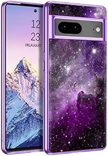 DUEDUE Case for Google Pixel 7, Glow in the Dark Ultra Slim Fit Shockproof Protective Silicone Nebula TPU Anti Scratch Bumper Protection Pixel 7 Luminous Case Cover, Purple