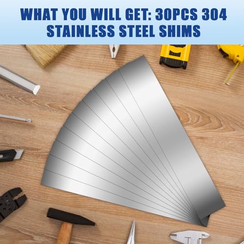 Wezssve SHIM STOCK METAL SHIMS-1632 30 Pieces Shim Stock Assortment Metal Shim Stock 304 Stainless Steel Strips 1 Inch Width X 6 Inch Length thumb #3