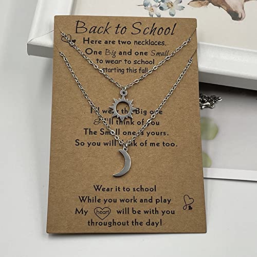 Inenimartj Back To School Gifts Mommy And Me Necklace,Mother Daughter Son Necklace Set For 2,First Day Of Kindergarten Necklace For Teen Girls Jewelry (Sun+Moon-2Pcs) #TOP1