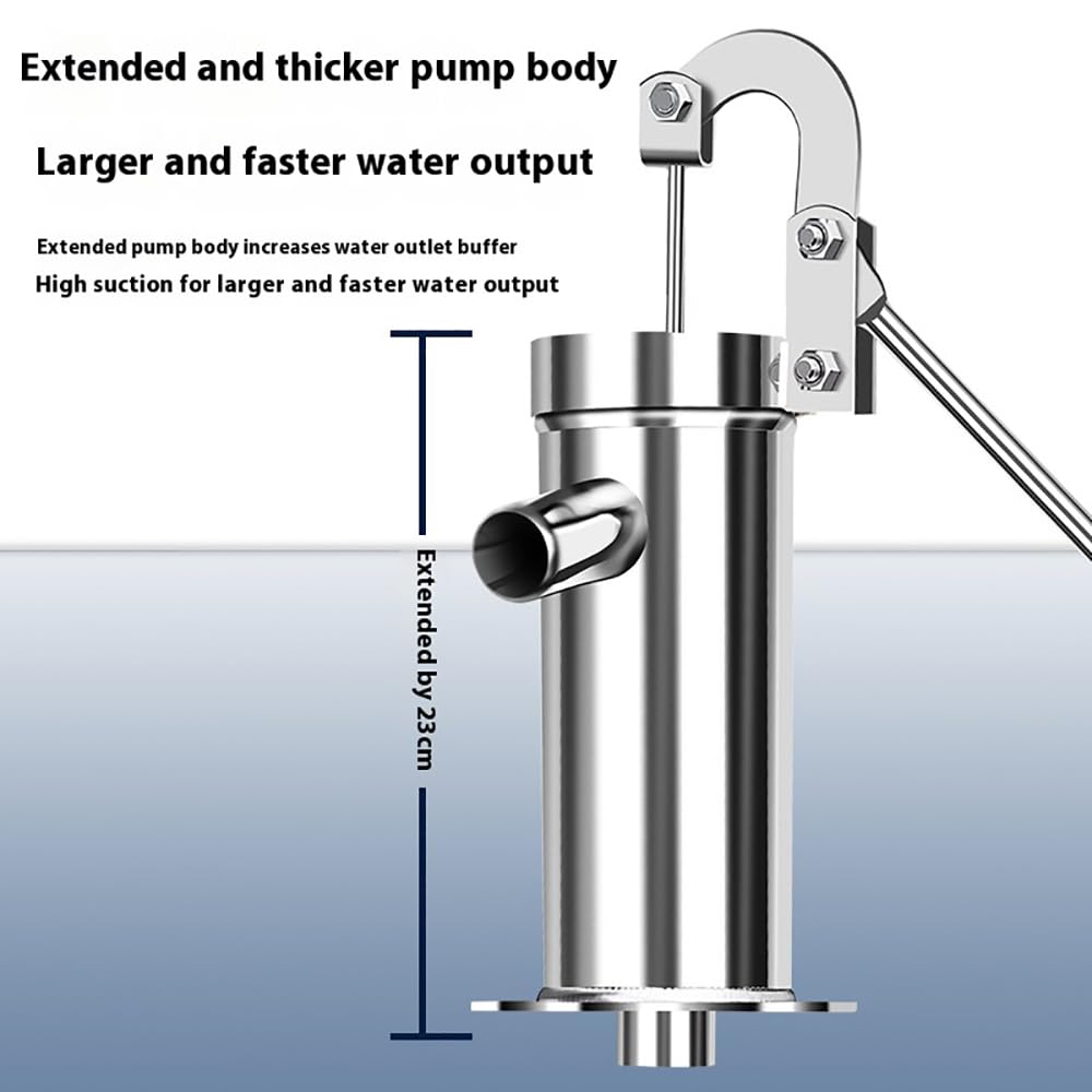 Bomba de pozo manual,Bomba de Agua Manual de Acero Inoxidable,Bomba De Agua SubterráNea DoméStica De Acero Inoxidable,con soporte de 58 cm y manguera de 5 metros para Jardines Parques Estanques