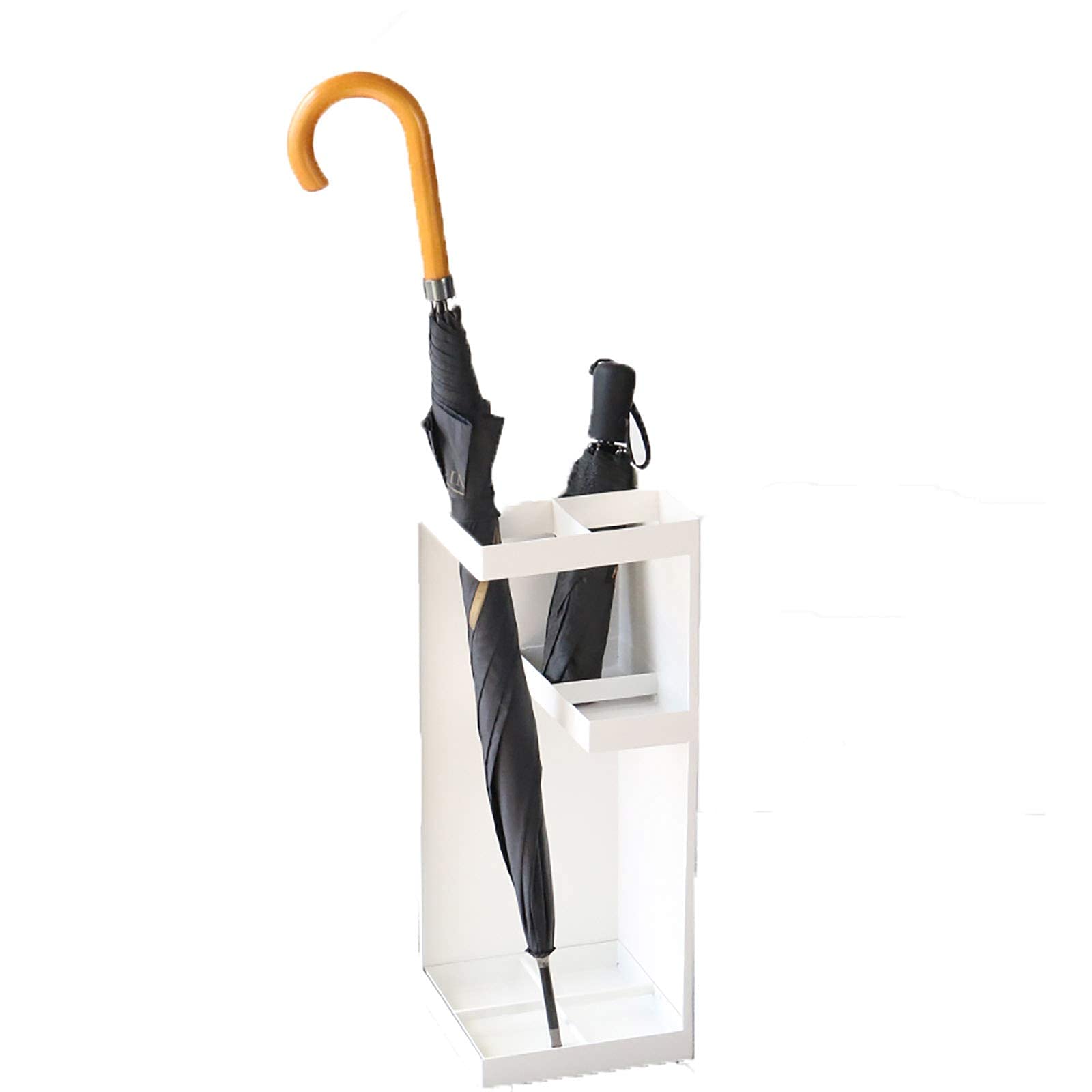 Porte-parapluie moderne en métal noir avec bac collecteur d'eau intégré