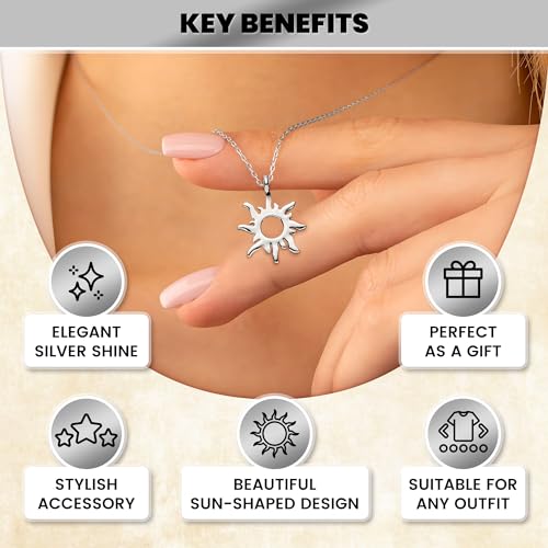 Tesorrio Gold Sun Necklace, Silver Sun Necklace, Gold Feather Jewelry – Elegant, Durable & Stylish | Chic Accessory for Daily Wear & Special Occasions4