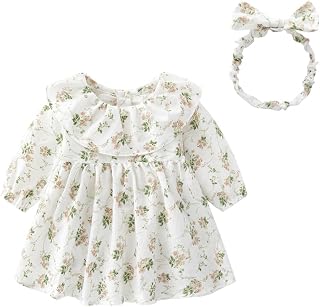 [Baby koi] ベビー服 長袖ワンピース女の子春秋 スカート付きカバーオールかわいい おしゃれ赤ちゃん出産準備贈り物花柄ピンク9‐12Ｍ