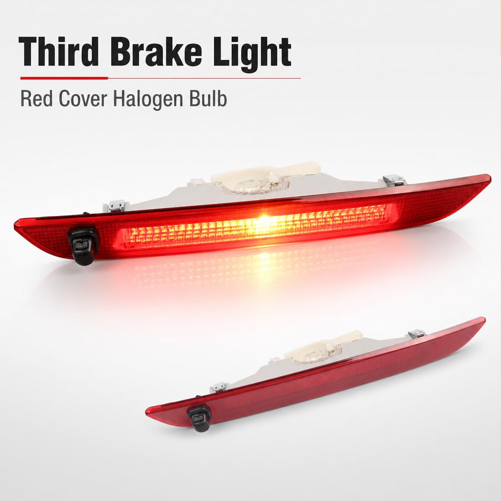 Riloer Terza Luce Freno Centrale Alto Montaggio Lampada di Stop 6S61-13N408-AA 1pz Rosso | Compatibile con Ford Fiesta 5 porte Hatchback 2005-2008, 6S61-13N408-AA 1363489, lampadina alogena