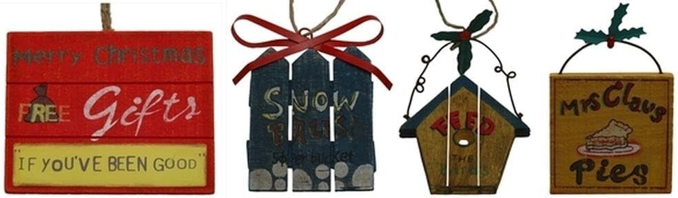 Iwgac Home Indoor Seasonal Decorative Accessories WoodMetal Sign Christmas Ornaments Set Of Four