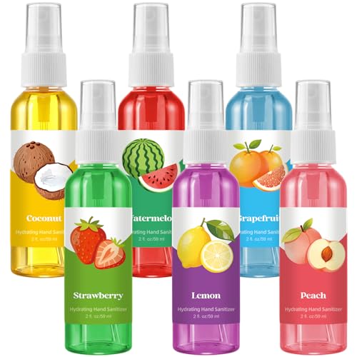 Image of 6 Pcs Hydrating Hand Washing Spray Juicy Fruit Scented Hand Washing Spray Travel Size 2 Fl oz Pocket Bottle Mist Gently Cleans Dirt for Family Adults Sensitive Skin Travel Car Christmas