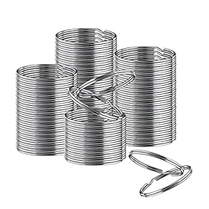 Reusious Sleutelringen 28 mm vernikkeld zilverstaal, afgeronde randen, ronde sleutelbandring, sleutelhangerringclips (50…