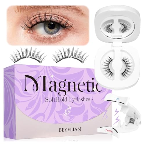 BEYELIAN Soft Magnetic Eyelashes, Reusable Magnetic Lashes with Applicator Natural Look No Glue Needed Comfortable & Secure Fit for All-Day Wear (1 Pair,SME35)