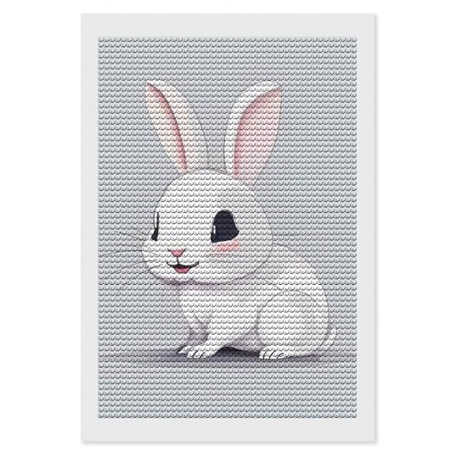 Peinture diamant lapin blanc contre le stress tableau DIY art décoration murale maison