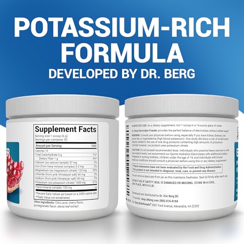 Image of Dr. Berg Zero Sugar Hydration Keto Electrolyte Powder - Enhanced w / 1000 mg of Potassium & Real Pink Himalayan Salt (NOT Table Salt) - Pomegranate and Cherry Hydration Drink Supplement - 50 Servings