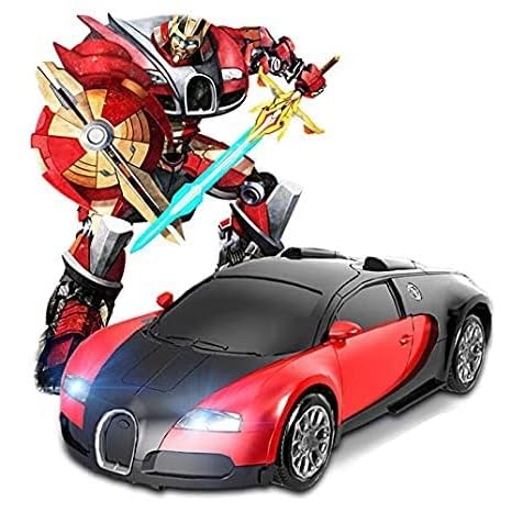 FAMOUS QUALITY Converting Car to Robot, Robot to Car Automatically,Tra Toy, with Light and Sound for Kids (Red and Blue)