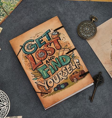 Image of Handmade Motivational Travel Diary | ?Get Lost and Find Yourself? Quote Journal with 125 GSM Recycled Paper (7x5 Inch)