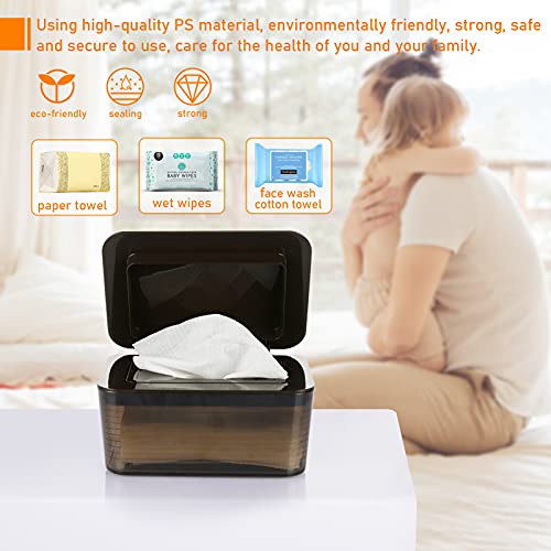 Whiidoom Baby Wipes Dispenser, Wipes Holder Dustproof Wipes Container Case Keep Wipes Fresh and Moist (Dark Brown)