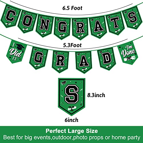Image of 2026 Green Graduation Banner - No DIY Required Graduation Party Supplies Decorations for College, High School (Green and Black Congrats Grad)
